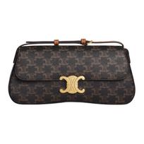 Celine Lola Triomphe drobės ir veršio odos reguliuojama peties rankinė Moteriška peties rankinė Ruda 115532FN1-04LU Basic Set (Bag+Dust Bag)