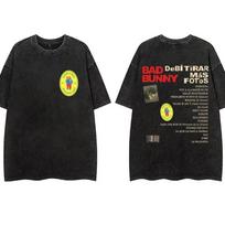Vintage Washing T Shirt Bad Bunny DeBi TiRAR MaS FOToS DTMF T-shirt Men Fashion Cotton Wash Tshirts Male Hip Hop Gothic Tees L