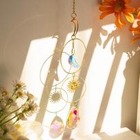 Crystal Suncatcher Prisms Rainbow Pendants Sun Moon Hanging Ornament Window Hanging Sun Catcher Wide Chime For Home Garden Quality