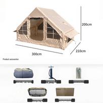 Windproof & Rainproof Inflatable Tent for 3-4 Persons - 6.3 sqm Outdoor Camping Shelter 3-5 Persons
