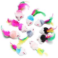 10Pcs Funny Feather Tail Catnip Mice Rattle Set Kittens Interactive Cat  Cat Mouse balta