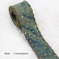 1 yard 38MM 38MM Width Denim Cloth Ribbon Stamped Pattern Gold Star Gold Star Ribbon Denim DIY Stamped Ribbon Clothing Sewing 38MM-