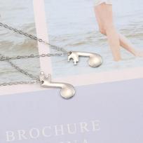 2Pcs/Set Best Friends Necklaces For Women Girls Musical Note Gold Pendant Friendship Forever BFF Charm Gifts 50cm sidabras