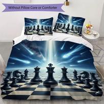 Chess piece Pattern Bedding uilt Set uilt Cover Pillowcase Home Decoration Birthday Gift (1 * duvet cover + 12 * pillowcase  without core) 135x200cm