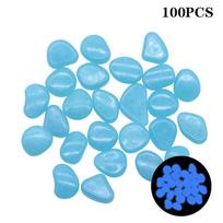 100PCS Glow in the Dark Pebbles for Walkways, Gardens, Fish Tanks, Outdoor Decor, Luminous Stones, Eco-Friendly mėlyna