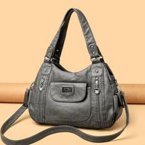 Casual Lage Capacity Messenger Bag Women 2026 Spring Fashion Designer Luxury Female Tote Bag High Quality PU Leather Shopping Boston Handbags pilka spalva