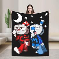 CUPHEAD Devil Blankets Coral Fleece Plush Winter Mugman Breathable Lightweight Thin Throw Blankets for Home Car Plush Thin Quilt 75x90cm