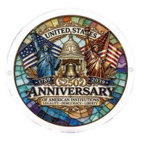 2D Acrylic Suncatcher Window Hanging Ornament United States 250th Anniversary Commemorative Decoration for Home or Office Display One Size