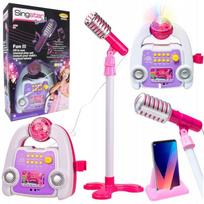 Mikrofon Karaoke Dla Dzieci Na Statywie + Syntezator Mp3 Led Na Prezent