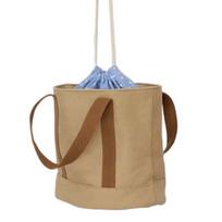 Canvas Drawstring Lunch Handbag Large Capacity Picnic Box Pouch Thermal Insulation Bag  Men chaki