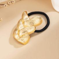 Unique Punk Elastic Headband Braid Shaped Y2K Ponytail Hair Tie Metal Luxury Rubber Band Scrunchies For Women Girls auksas