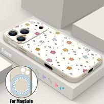 Vintage Floral Case For iPhone 17 Pro Max iPhone 16 15 14 13 Pro Max Magnetic For Magsafe Soft Silicone Phone Back Cover iPhone 14 Pro MAX balta