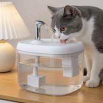 New 50.72oz Large Capacity Automatic Pet Water Fountain, Available in 3 Colors. Suitable for Cats/Dogs/Pets. USB Powered, No Batteries Required New White