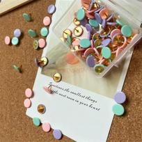 100pcs Macaron Decorative Push Pin Flat Head Nail Color Round Head Flat Head Nail Press Nail Soft Wood Board Photo Wall China Mainland