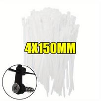 100-500Pcs Screw Hole Cable Ties Nylon Self-Locking Loop 4x150MM Wrap Bundle Mount Organizer Fastening Straps Fasten Zip Tie (WHITE,100 PCS) balta