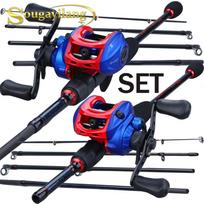 „Baitcasting“ meškerės ritės rinkinys 5 dalių spiningo meškerės kombinuotos kelioninės meškerės 14BB ritės 1.8M Rod&Reel Left Hand