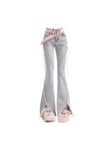 Women's Baggy Jeans Vintage Y2k 90s Oversize Denim Trousers Harajuku High Waist Wide Cowboy Pants with Slit Trashy 2000s Clothes S mėlyna
