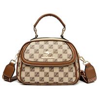 Women's Small Crossbody Tote Bag with  Pattern Two Compartment Handbag Kangaroo Logo Brown and   Designer Shoulder Bag