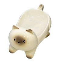 Yousheng Ceramic Soap Dish with Automatic Drainage Cute Design Animal Shape Easy Cleaning Soap Holder Organizer for Shower Bathroom D