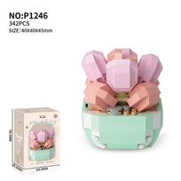 Flower Succulents Building Blocks Everlasting Flower Bonsai Tree Gardens Romantic Bricks DIY Potted Plants Model Kids Kits Toys