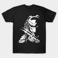 Men Black Print T-shirt Predator No-Cut Transfer Paper Print Cotton Tshirt S juoda