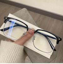 Men's Retro Half-Frame Photochromic Glasses with Blue Light Blocking Lenses