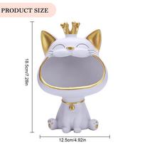 Cat Figurine Storage Box Resin Lucky Cat Statue Decoration Creative Big Mouths Cat Statue Cute Desktop Storage Tray Accessories balta