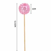 New Retro Disco Ball Cake Toppers 70s 80s Style 3cm Disco Mirror Ball Baking With Wooden Stick Cake Decoration Carnival Party rožinė