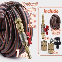 1/2  Garden Water Gun PVC Hose Kit w/ Quick Connector Adjustable Brass Sprinkler Outdoor Garden Irrigation Watering Car Washing (as the picture,1/2''&3m Kit)