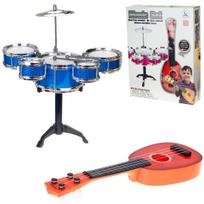 Zestaw Muzyczny Dla Dzieci Perkusja Gitara Ukulele Bębny Talerz Pałeczki