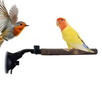 Suction Cup Bird Perch Adjustable Movable Suction Cup Parrot Rack Bath Wood Training Perch For Macaw Parakeet Lovebirds Bath Car