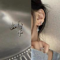 Zircon Crystal Cross Earrings Women Drop Earrings for Gothic Punk Hip Hop Female Piercing Dangle Earrings Party Jewelry