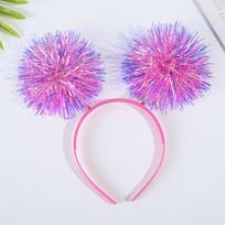 Simple Bling Pom Pom Headband Cute Colorful Party Headband Giltering Pompom Ball Headband Women Girls Pink rožinė raudona spalva