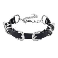 Geometric Choker Necklace For Women Men With Mixed Material And Double Buckle Design