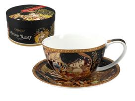 Filiżanka Ze Spodkiem Gustav Klimt Pocałunek Czarna Porcelana Dar