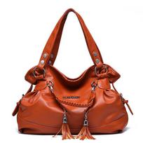 Moteriškas PU odos skersinis pečių krepšys Tote Messenger Hobo Bag ruda