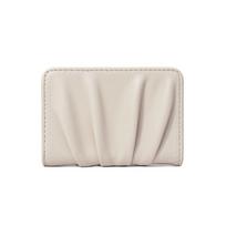 Elegant Foldable Wallet Multiple Card Slots Korean Style Mini Coin Purse PU Leather Solid Color Wrinkled Card Holder Outdoor balta