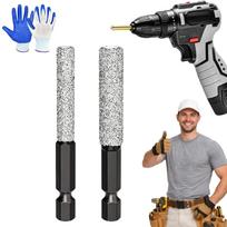 2-in-1 Hexagonal Shank Brazing Dry Drilling Specialized Hole Opener,6/8mm Diamond Hole Saw Kit with Cooling Wax,For Marble Granite Concrete Glass T