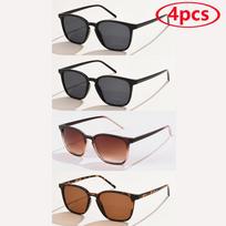 4pcs Stylish Square Small Sun Glasses Female Oculos Y2K Vintage Gradient Hip Hop Shades UV400 Women Multi Color Sun Glasses