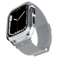 Laikrodžio apyrankė Apple Watch 4 / 5 / 6 / 7 / 8 / SE (44/45mm) - Sidabro spalvos apyrankė Spigen "Metal Fit "Pro"