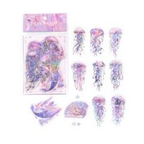 JIAMEI 20pcs/pack Twinkle Jellyfish Stickers Laser Silver Collage Junk Journal DIY Srapbooking PET Aesthetics Decor Stickers