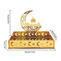 Creative Gold Eid Mubarak Dessert Tray Carving Hollow Moon Star Fruit Trays Acrylic Storage Container Festival Supplies