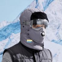 Multifunctional Cycling Windproof Cap Plush Winter Balaclava  Motorcycling tamsiai pilka spalva