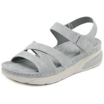 Lightweight Sandals Casual Athletic Comfortable Thick Bottom Velcro Stitching Large Size Women's Shoes 37 pilka spalva