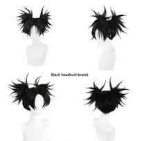 Anime Jujutsu Kaisen Choso Cosplay Synthetic Hair 14-Inch Black Double Ponytail Carnival Daily Party High-Quality Fluffy Wig (Black,1Pcs&14inches)