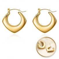 Kolczyki Stal Szlachetna Platerowana 14K Złotem Koła Geometryczne Moda