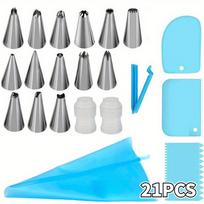 Cake Decoration Tool Kit with Piping Bags and Stainless Steel Tips for Baking Icing Buttercream Flowers and Dessert Decorating