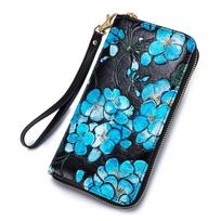 Wallet women's long leather zipper wallet RFID fashion personality cowhide foreign trade European and American clutch bag