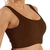 Women Sport Vest Seamless Detachable Chest Pads Slim Fit U Neck High Elastic Knitted Summer Camis Tank Top Lady Bottoming Inner Outer Wear Yoga L tamsios kavos spalvos