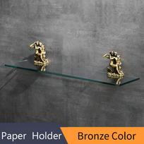 Romantic Gold Bathroom Glass Shelf - Single Layer Tempered Glass Wall Mounted Rustproof Glass Shelf MB-0813B bronza